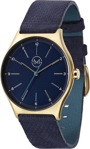slim made one 10 - Elegant Thin Unisex Watch in Gold/Blue in Kuwait