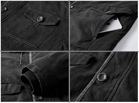 JYG Men's Winter Military Jacket Warm Parka Jacket Thicken Cotton Coat with Removable Hood in Saudi Arabia