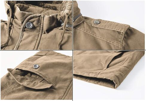 JYG Men's Winter Military Jacket Warm Parka Jacket Thicken Cotton Coat with Removable Hood in Saudi Arabia