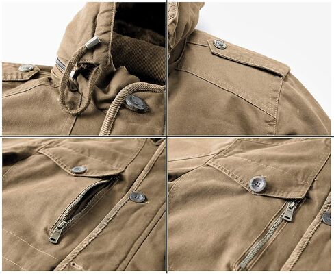 JYG Men's Winter Military Jacket Warm Parka Jacket Thicken Cotton Coat with Removable Hood in Saudi Arabia