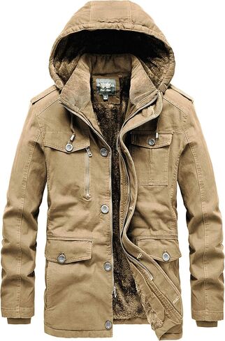 JYG Men's Winter Military Jacket Warm Parka Jacket Thicken Cotton Coat with Removable Hood in Saudi Arabia