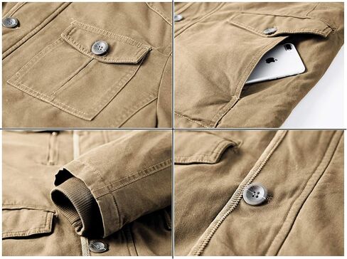 JYG Men's Winter Military Jacket Warm Parka Jacket Thicken Cotton Coat with Removable Hood in Saudi Arabia