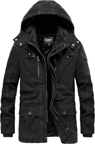 JYG Men's Winter Military Jacket Warm Parka Jacket Thicken Cotton Coat with Removable Hood in Saudi Arabia