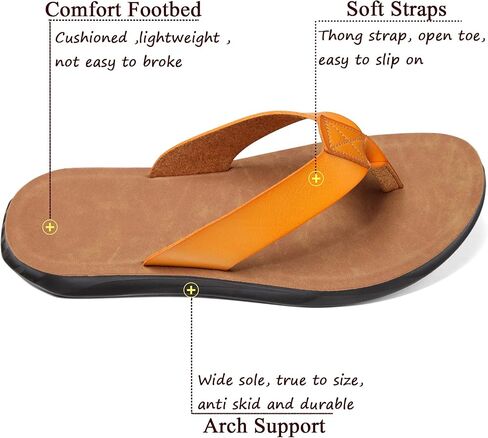 DC DUMPECCI Sandals For Mens Flip Flops With Arch Support Leather Soft Comfortable Beach Pool Summer Shoes in Saudi Arabia