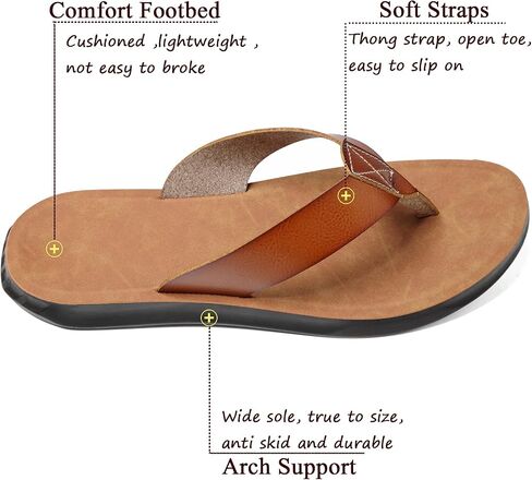 DC DUMPECCI Sandals For Mens Flip Flops With Arch Support Leather Soft Comfortable Beach Pool Summer Shoes in Saudi Arabia