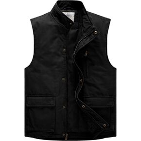 WenVen Men's Stand Collar Cotton Insulated Vest Outdoor