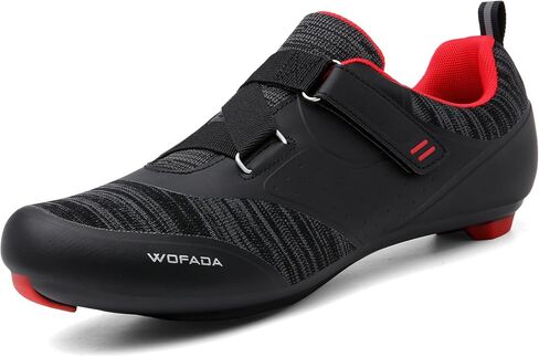 Unisex Cycling Shoes Compatible with pelaton Bike Road Biking Shoes Men's Peleton Bicycle Indoor Riding Spin Shoes with Look Delta Cleats for Men and Women SPD Clip On Spining (Black-Red, M5) in Saudi Arabia