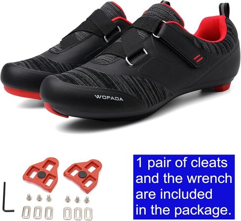 Unisex Cycling Shoes Compatible with pelaton Bike Road Biking Shoes Men's Peleton Bicycle Indoor Riding Spin Shoes with Look Delta Cleats for Men and Women SPD Clip On Spining (Black-Red, M5) in Saudi Arabia
