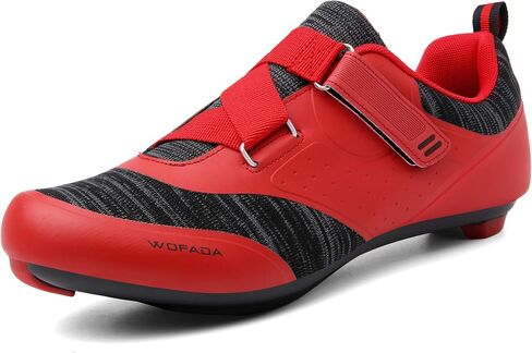 Unisex Cycling Shoes Compatible with pelaton Bike Road Biking Shoes Men's Peleton Bicycle Indoor Riding Spin Shoes with Look Delta Cleats for Men and Women SPD Clip On Spining (Black-Red, M5) in Saudi Arabia