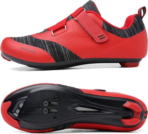 Unisex Cycling Shoes Compatible with pelaton Bike Road Biking Shoes Men's Peleton Bicycle Indoor Riding Spin Shoes with Look Delta Cleats for Men and Women SPD Clip On Spining (Black-Red, M5) in Saudi Arabia