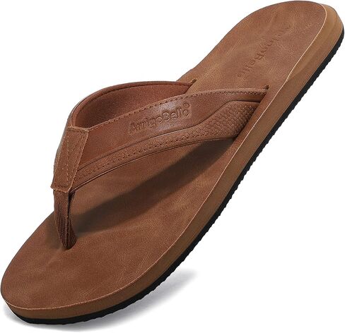 AX BOXING Mens Flip Flops Leather Thong Sandals Casual Comfort Slides Slippers in Kuwait