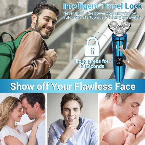 Gbuild Electric Razor for Men,Electric Shavers for Men Wet Dry,Rechargeable Mens Electric Shavers Razor Man Shaving Waterproof for Teens Cordless,USB Travel Face Shaver Rotary with Beard/Nose Trimmer in Saudi Arabia