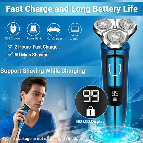 Gbuild Electric Razor for Men,Electric Shavers for Men Wet Dry,Rechargeable Mens Electric Shavers Razor Man Shaving Waterproof for Teens Cordless,USB Travel Face Shaver Rotary with Beard/Nose Trimmer in Saudi Arabia