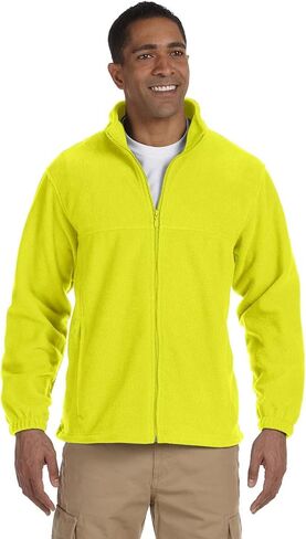 Harriton Men's Full Zip Midweight Fleece Pullover, Safety Yellow, Large in Kuwait