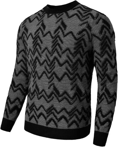 zhilifs Men's Retro Argyle Sweater Long Sleeve Slim Fit Crewneck Pullover Sweater in Kuwait