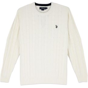 U.S. Polo Men's Cable Crew Neck Sweater Pullover in Kuwait