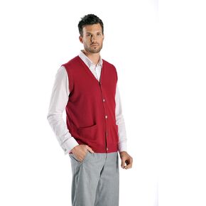 Cashmere Boutique: Men's 100% Pure Cashmere Sleeveless Cardigan Vest Sweater (7 Colors, Sizes: S/M/L/XL)