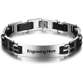 Personalized ID Men Bracelets Stainless Steel Engraved Bangle Bracelets for Mens Jewelry for Boyfriend in Saudi Arabia