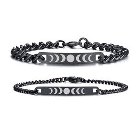 VNOX Black/Silver/Gold Plated Stainless Steel Moon Phases ID Tag Inspirational Link Bracelet in Saudi Arabia
