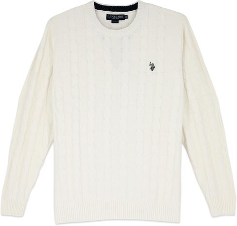 U.S. Polo Men's Cable Crew Neck Sweater Pullover in Kuwait