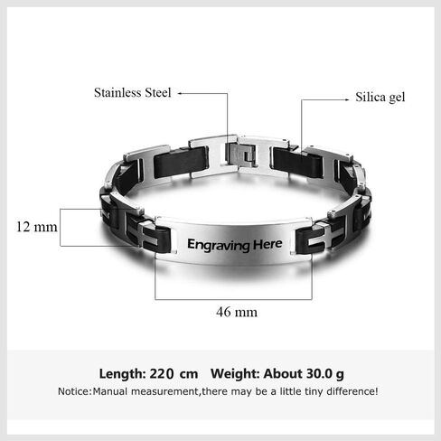 Personalized ID Men Bracelets Stainless Steel Engraved Bangle Bracelets for Mens Jewelry for Boyfriend in Saudi Arabia