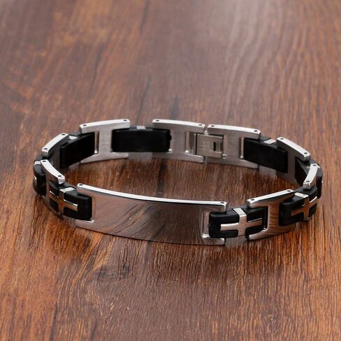 Personalized ID Men Bracelets Stainless Steel Engraved Bangle Bracelets for Mens Jewelry for Boyfriend in Saudi Arabia