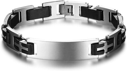 Personalized ID Men Bracelets Stainless Steel Engraved Bangle Bracelets for Mens Jewelry for Boyfriend in Saudi Arabia