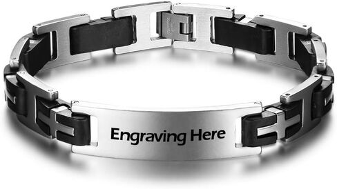 Personalized ID Men Bracelets Stainless Steel Engraved Bangle Bracelets for Mens Jewelry for Boyfriend in Saudi Arabia