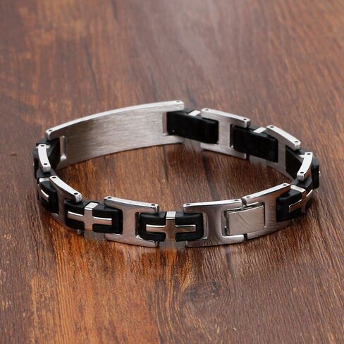 Personalized ID Men Bracelets Stainless Steel Engraved Bangle Bracelets for Mens Jewelry for Boyfriend in Saudi Arabia