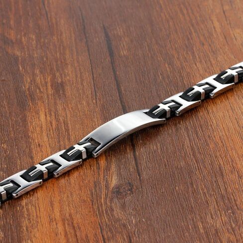 Personalized ID Men Bracelets Stainless Steel Engraved Bangle Bracelets for Mens Jewelry for Boyfriend in Saudi Arabia