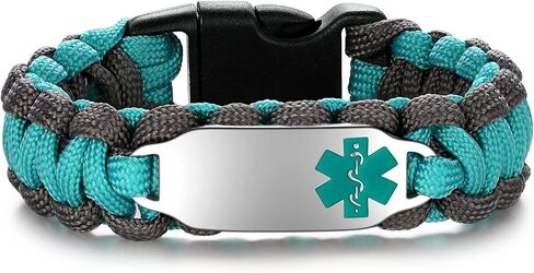 Paracord Medical Alert Bracelet for Men Women | Medical ID Bracelet for Women | Stainless Steel Medical Bracelet with Black Side Release Buckles | 7 Size Type - 6.0/6.5/7.0/7.5/8.0/8.5/9.0 Inches in Saudi Arabia