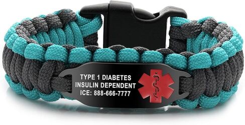 Paracord Medical Alert Bracelet for Men Women | Medical ID Bracelet for Women | Stainless Steel Medical Bracelet with Black Side Release Buckles | 7 Size Type - 6.0/6.5/7.0/7.5/8.0/8.5/9.0 Inches in Saudi Arabia