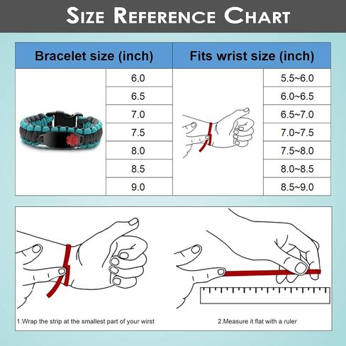 Paracord Medical Alert Bracelet for Men Women | Medical ID Bracelet for Women | Stainless Steel Medical Bracelet with Black Side Release Buckles | 7 Size Type - 6.0/6.5/7.0/7.5/8.0/8.5/9.0 Inches in Saudi Arabia