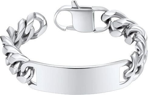 ChainsProMax Personalized Name Men's ID Bracelets, Custom Identification-Bracelet , Stainless Steel/Gold Plated, Send Gift Box in Saudi Arabia