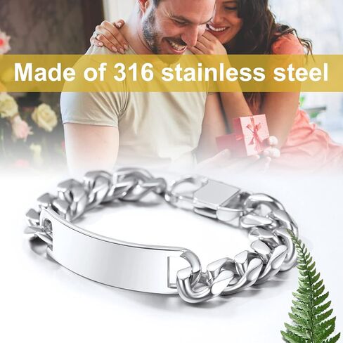 ChainsProMax Personalized Name Men's ID Bracelets, Custom Identification-Bracelet , Stainless Steel/Gold Plated, Send Gift Box in Saudi Arabia