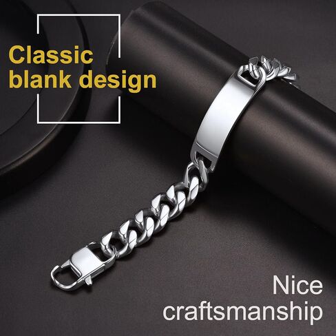 ChainsProMax Personalized Name Men's ID Bracelets, Custom Identification-Bracelet , Stainless Steel/Gold Plated, Send Gift Box in Saudi Arabia