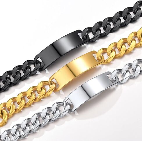 ChainsProMax Personalized Name Men's ID Bracelets, Custom Identification-Bracelet , Stainless Steel/Gold Plated, Send Gift Box in Saudi Arabia