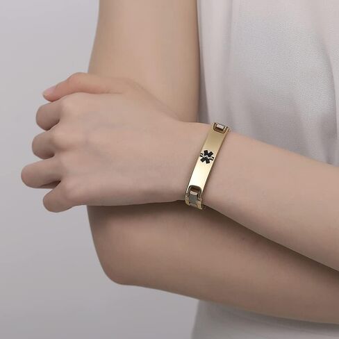 Tarring Free Engraving Medical Alert Bracelets for Men & Women Stainless Steel Personalized Customization Emergency Medical ID Bracelets in Saudi Arabia