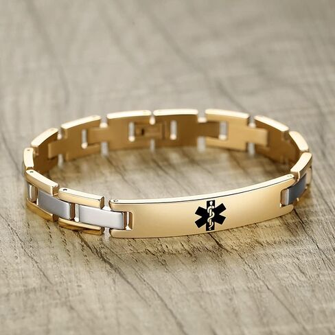 Tarring Free Engraving Medical Alert Bracelets for Men & Women Stainless Steel Personalized Customization Emergency Medical ID Bracelets in Saudi Arabia