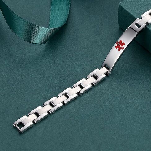Tarring Free Engraving Medical Alert Bracelets for Men & Women Stainless Steel Personalized Customization Emergency Medical ID Bracelets in Saudi Arabia