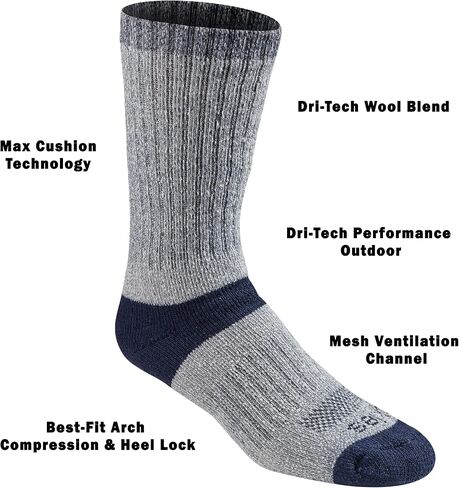 Dickies mens Dri-tech Temperature Regulating Wool Blended Work Crew Socks Multipack in Saudi Arabia