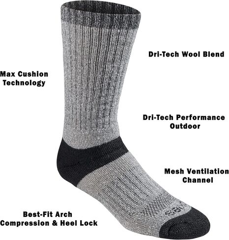 Dickies mens Dri-tech Temperature Regulating Wool Blended Work Crew Socks Multipack in Saudi Arabia