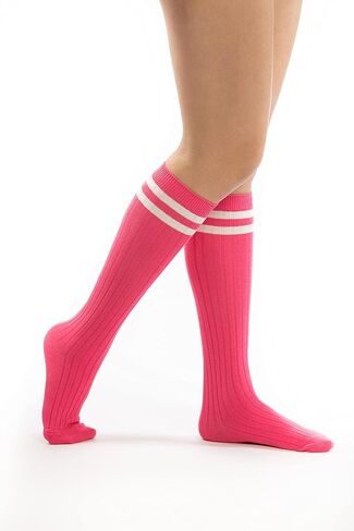 Sirici Knee Socks | 4 Pairs Striped Cotton Knee High Socks For Women | Tube Socks for girls (White w in Kuwait