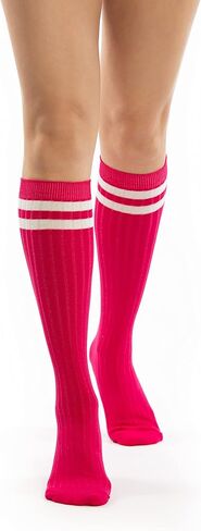 Sirici Knee Socks | 4 Pairs Striped Cotton Knee High Socks For Women | Tube Socks for girls (White w in Kuwait