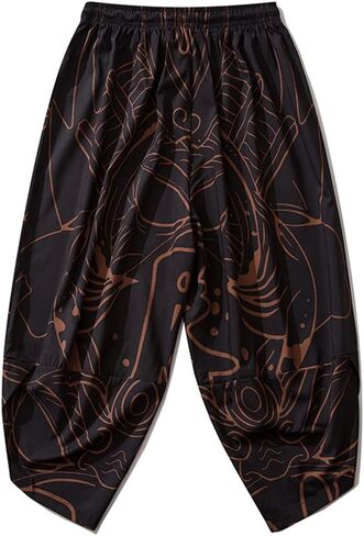 Japanese Invincible Print Traditional Kimono Pants Suit Male Casual Loose Trouser Men Yukata Street Asian Clothing in Kuwait