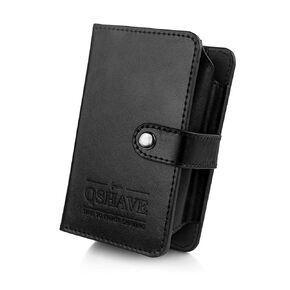 حقيبة سفر QSHAVE لشفرات الحلاقة، حقيبة جلدية واقية للحلاقة مع حجرة لشفرات الحلاقة الآمنة ذات الحافة المزدوجة وفرشاة الحلاقة والشفرات ومقص الأظافر باللون البني (الجراب فقط) in Kuwait