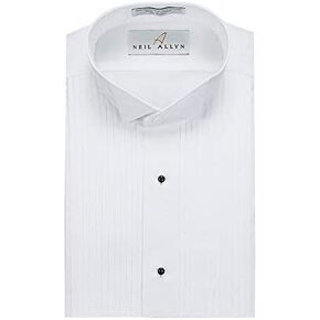 Neil Allyn Men's Tuxedo Shirt Poly/Cotton Wing Collar 1/4 Inch Pleat (14-30/31) White in Saudi Arabia