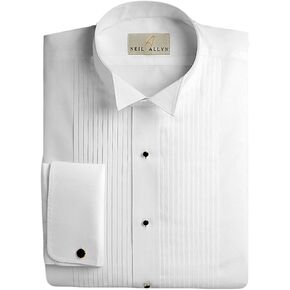 Neil Allyn Men's Tuxedo Shirt 100% Cotton 1/4" Pleat Wing Collar, 16 (32/33) White in Saudi Arabia