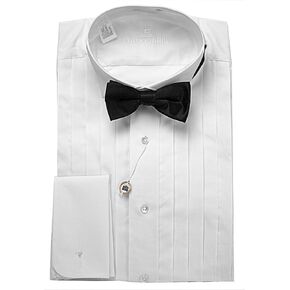 NEIL ALLYN Fumagalli's Men's 100% Cotton Wing Collar, French Cuff, Tuxedo Shirt with Bow-Tie in Saudi Arabia