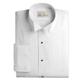 قميص رجالي من Neil Allyn من Tuxedo من البوليستر/القطن، ياقة جناح 1/4 بوصة بطيات (15-34/35) أبيض, أبيض, L in Kuwait